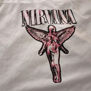 Vintage Nirvana Pink And White Cropped Jersey